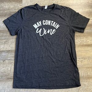 May Contain Wine Dark Grey T-Shirt SZ L